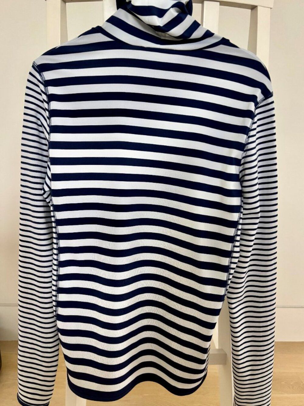 Polo Ralph Lauren Golf Striped Mock Neck Top Navy White Women’s Medium RLX - Picture 4 of 4